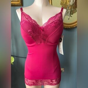 Rhonda Shear Vibrant Pink Lace Chemise